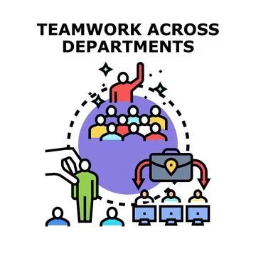 Teamwork across departments concept vector illustration Stock Illustration