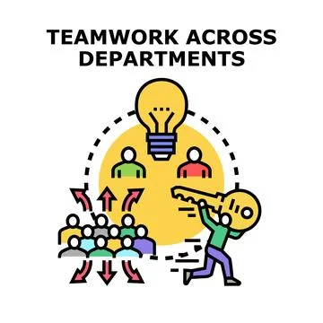 Teamwork across departments developing business concept solution Stock Illustration