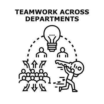 Teamwork across departments developing business concept solution Stock Illustration