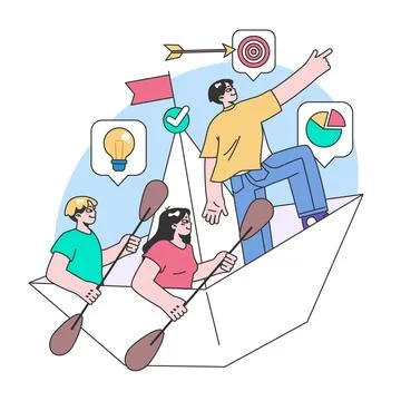 Teamwork in action concept. Flat vector illustration Stockillustratie