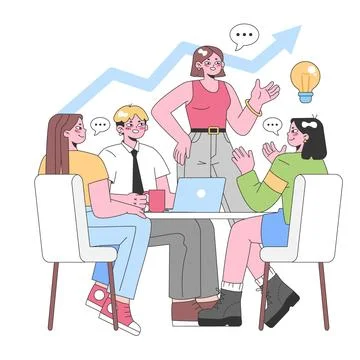 Teamwork in action. Flat vector illustration 스톡 일러스트