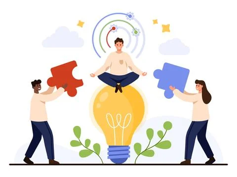 Teamwork Adaptability Creative Problem Solving Concept Stock Illustration