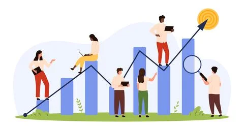 Teamwork Analyzing Data Growth Chart Success Illustrazione stock