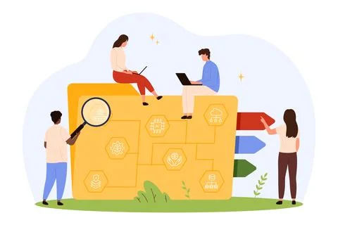 Teamwork Analyzing Digital Project Folder Data イラスト素材