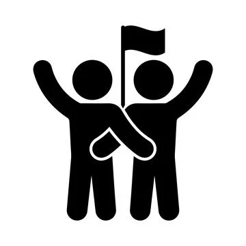 Teamwork and Achievement Two Figures Celebrating Success Stock Illustration