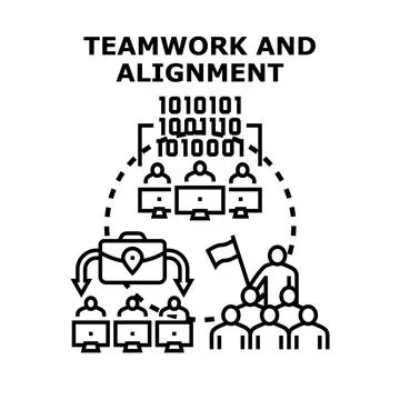 Teamwork and alignment process combining people and technology Stock Illustration