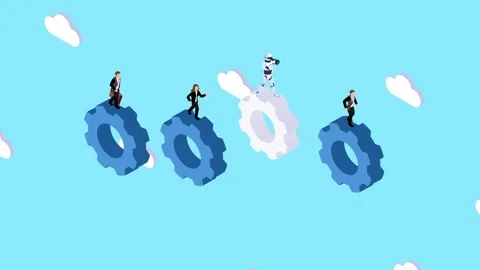 Teamwork and Automation for Business Efficiency and Progress 3d animation c.. Stock Footage 302533226