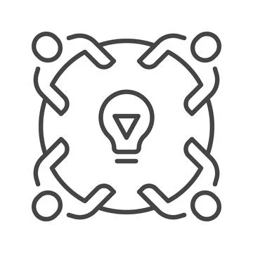 Teamwork and brainstorming linear concept Illustrazione stock