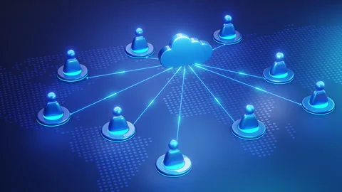 Teamwork and Cloud Computing Network Concept Stock Footage 307710528