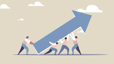Teamwork and Collaboration to Achieve Growth Concept. Flat design animation.. Stock Footage 304774075