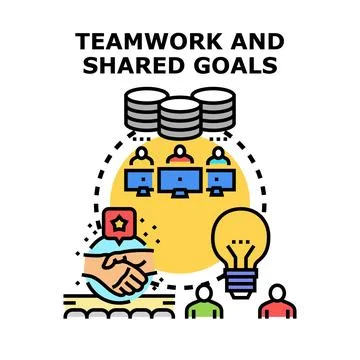 Teamwork and collaboration achieving shared business goals Stock Illustration