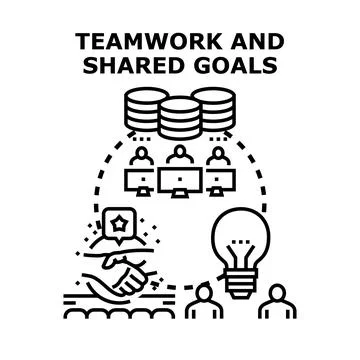 Teamwork and collaboration achieving shared business goals Stock Illustration