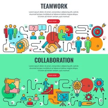 Teamwork and Collaboration Banners Stock Illustration