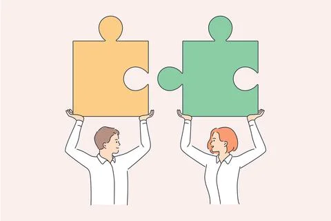 Teamwork and collaboration in business concept Stock Illustration