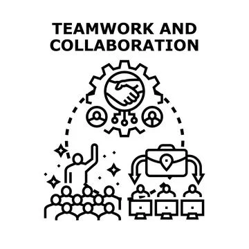 Teamwork and collaboration concept developing business project Stock Illustration