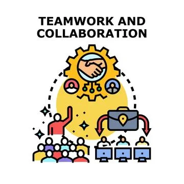 Teamwork and collaboration concept developing business project Stock Illustration