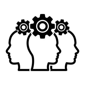 Teamwork and collaboration concept with gear icons Stock Illustration