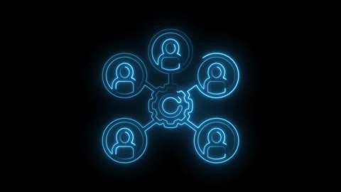 Teamwork and collaboration with connected people and gears neon style anima.. Stock Footage 309913122