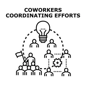 Teamwork and collaboration coordinating business efforts Stock Illustration