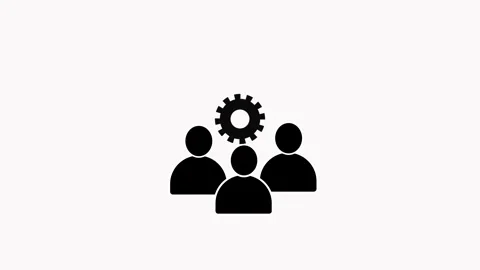Teamwork and Collaboration Icon with Gear Symbol on White Background people.. Stock Footage 331877752