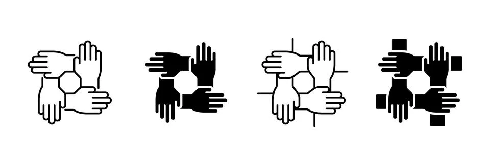 Teamwork and collaboration icon with hands together. Symbol of unity, coope.. Stock Illustration