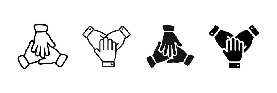 Teamwork and collaboration icon with hands together. Symbol of unity, coope.. Stock Illustration