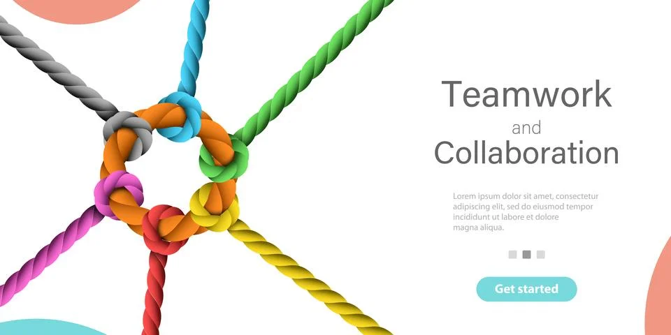 Teamwork and Collaboration. Vector Conceptual Landing Page Template. Stock Illustration