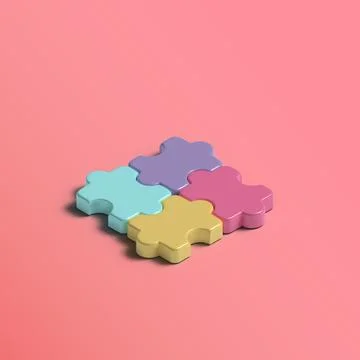 Teamwork and connection concept with colorful 3d puzzle pieces Illustrazione stock