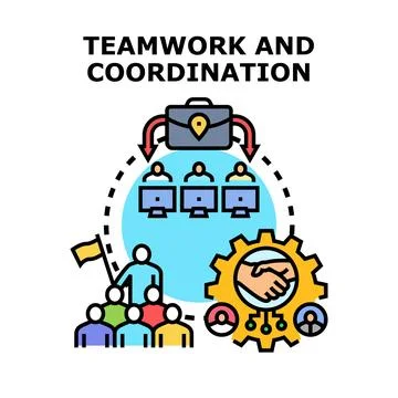 Teamwork and coordination concept illustration working together Stock Illustration