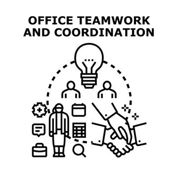 Teamwork and coordination developing business ideas together Stock Illustration