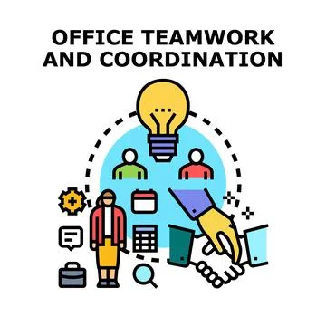 Teamwork and coordination developing business ideas together Stock Illustration