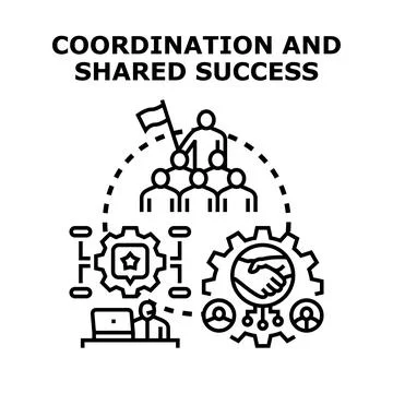 Teamwork and corporate strategy achieving shared business success Stock Illustration
