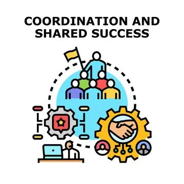 Teamwork and corporate strategy achieving shared business success Ilustración de archivo