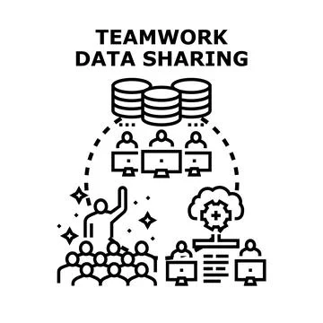 Teamwork and data sharing concept illustration Stock Illustration