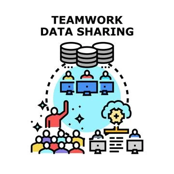 Teamwork and data sharing concept illustration イラスト素材