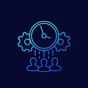 Teamwork and a deadline line vector icon Stock Illustration
