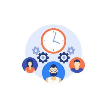 Teamwork and deadline vector icon Stock Illustration