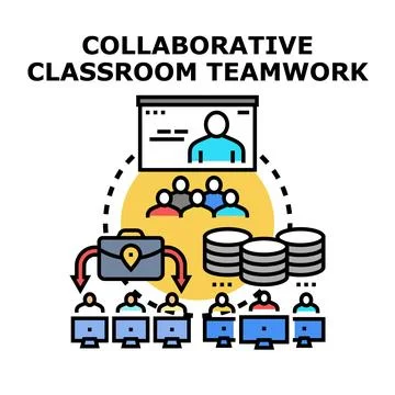 Teamwork and distributed learning in collaborative education Stock Illustration