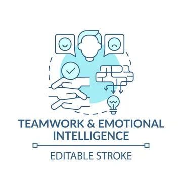 Teamwork and emotional intelligence blue concept icon Illustrazione stock