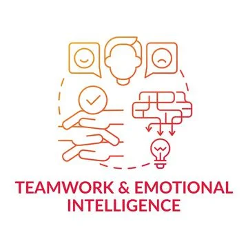 Teamwork and emotional intelligence red gradient concept icon Illustrazione stock
