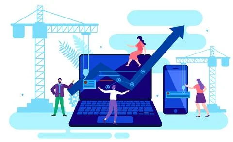Teamwork and growth, building future, success Stock Illustration