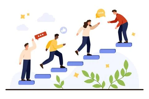 Teamwork and Growth Steps to Success Concept Stock Illustration