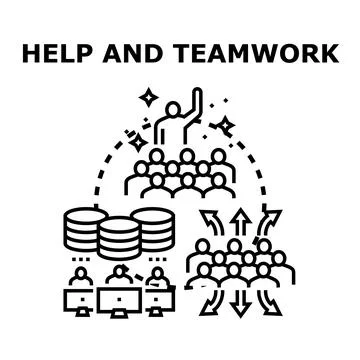 Teamwork and help concept contributing to project growth Stock Illustration