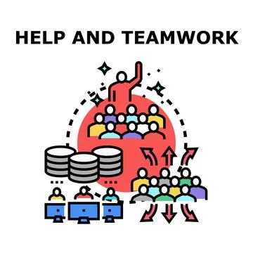 Teamwork and help concept contributing to project growth Stock Illustration