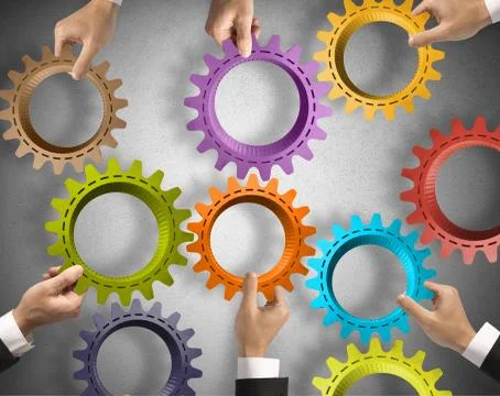 Teamwork and integration concept Stockillustratie