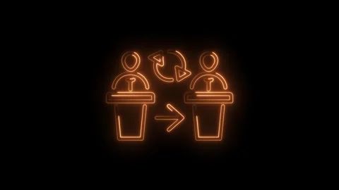 Teamwork and knowledge transfer neon style animation on black background fo.. Stock Footage 345987290