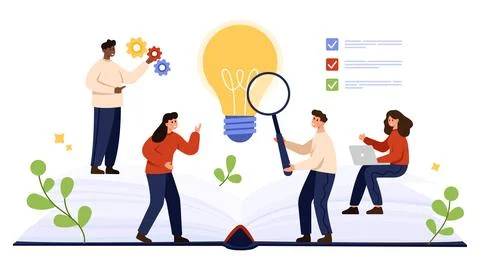 Teamwork and Learning with Open Book Concept Stock Illustration
