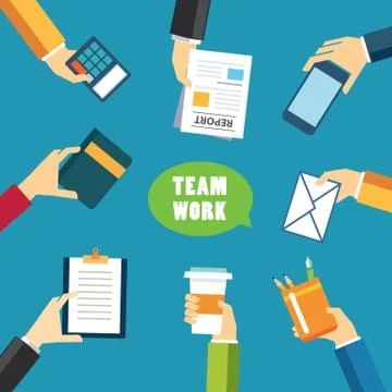 Teamwork and meeting concept flat design Stock Illustration