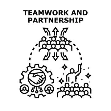 Teamwork and partnership concept uniting diverse business people Stock Illustration