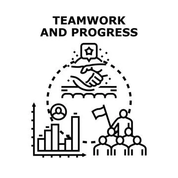Teamwork and progress concept illustrating business collaboration, successful Illustrazione stock